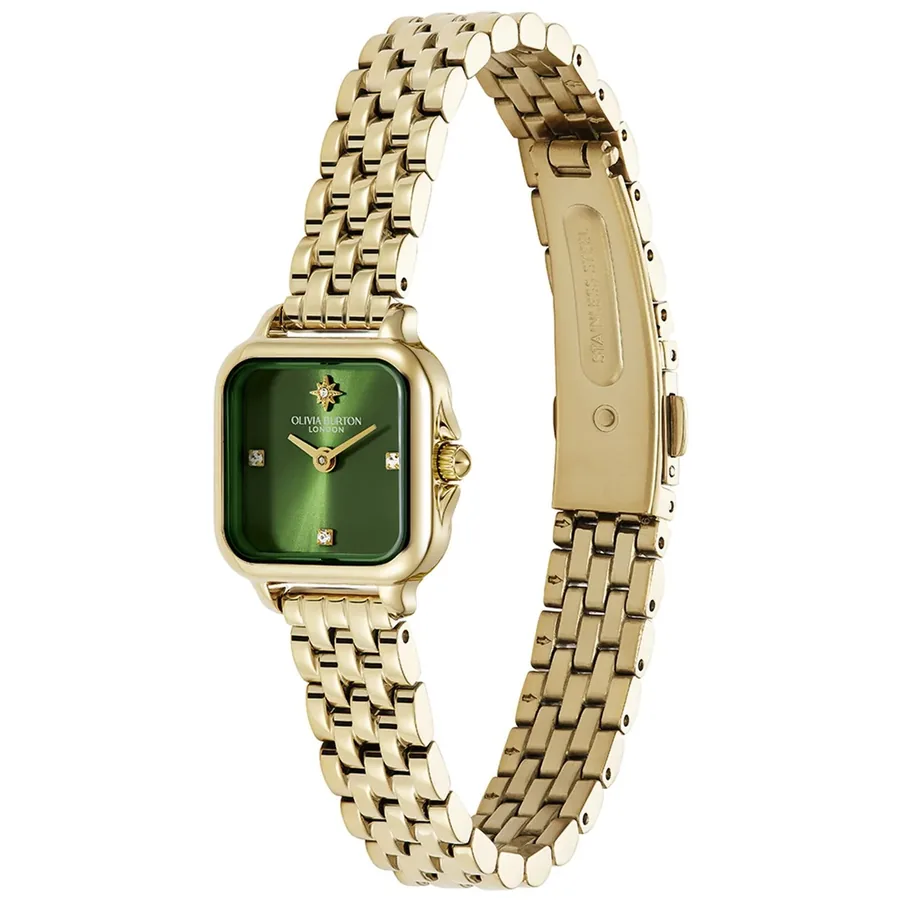Olivia Burton Mini Grosvenor 20mm Green Dial, view 3