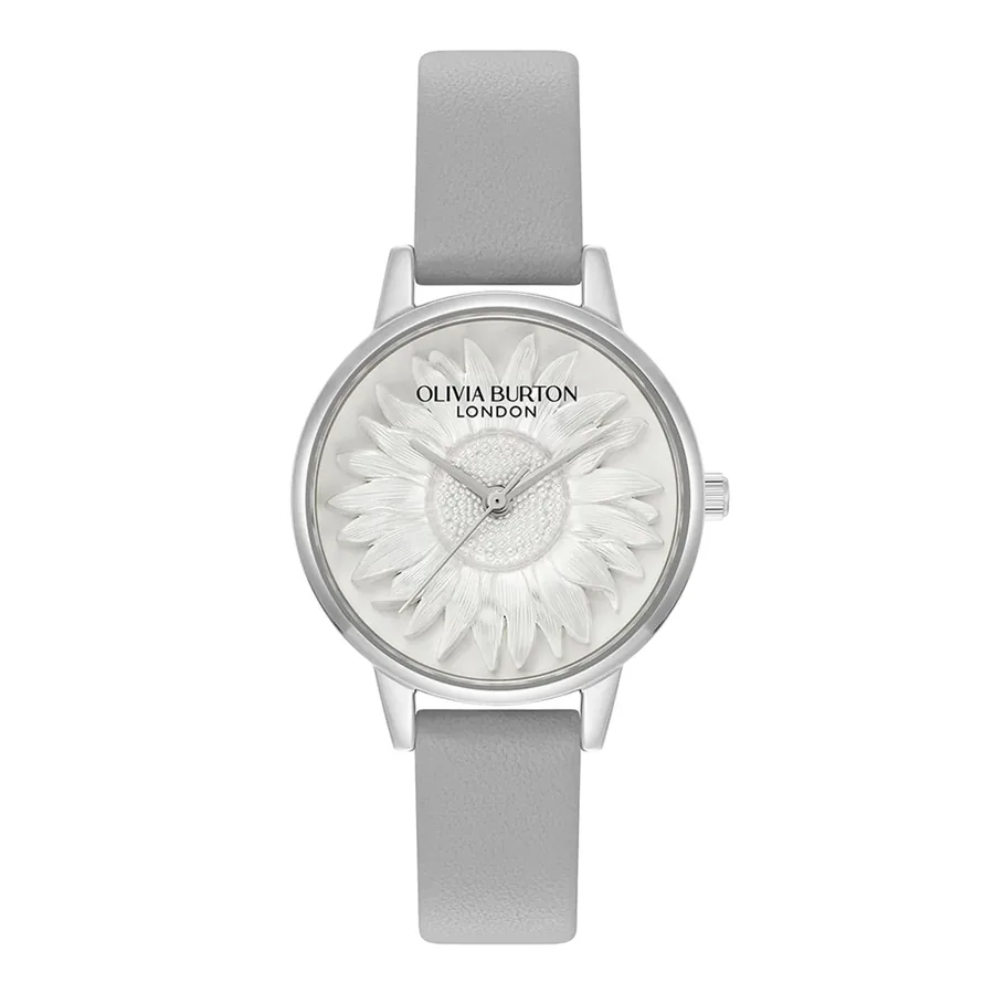 Olivia Burton Sun Flower 30mm Silver Floral Dial, front view
