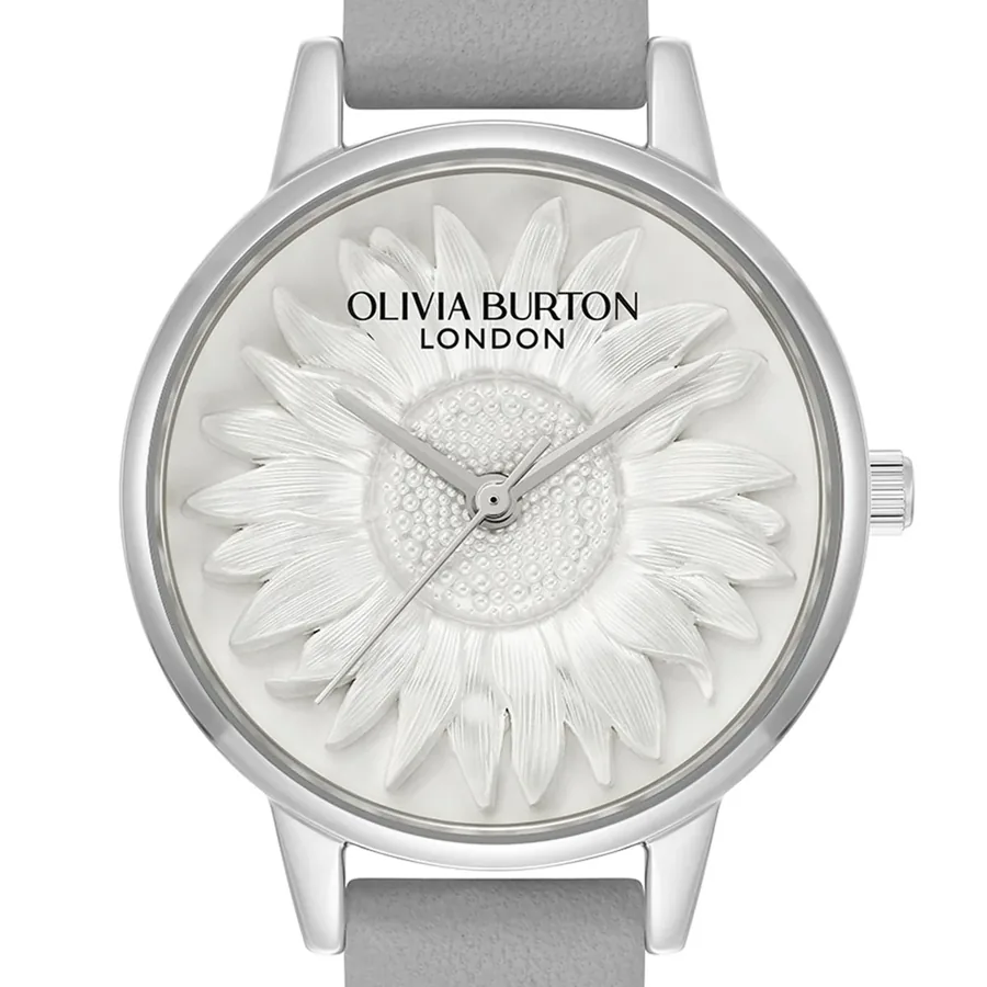 Olivia Burton Sun Flower 30mm Silver Floral Dial, view 2