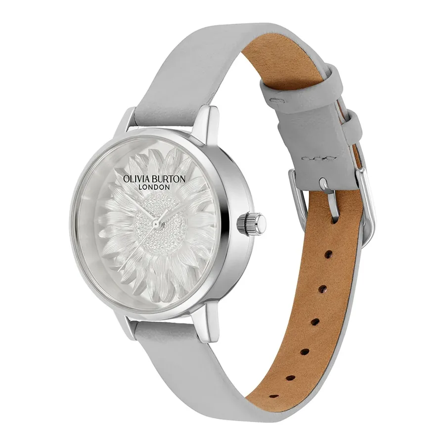 Olivia Burton Sun Flower 30mm Silver Floral Dial, view 3