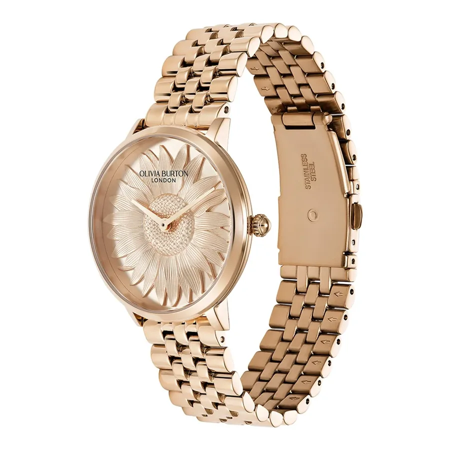 Olivia Burton Sun Flower 35mm Rose Floral Dial, view 3