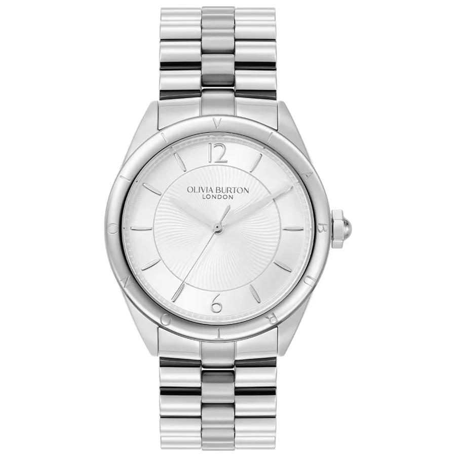 Olivia Burton Swirled 36mm White Dial, Silver-Tone Stainless Steel Bracelet, front view