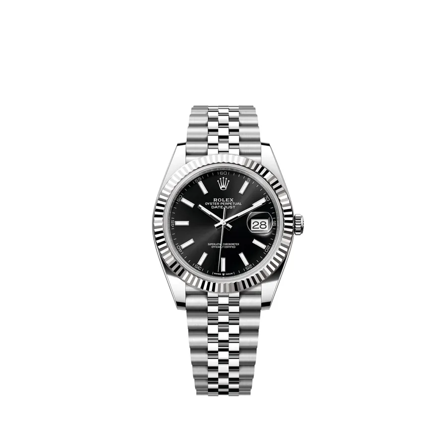 Rolex Datejust 41mm, Bright black, front view