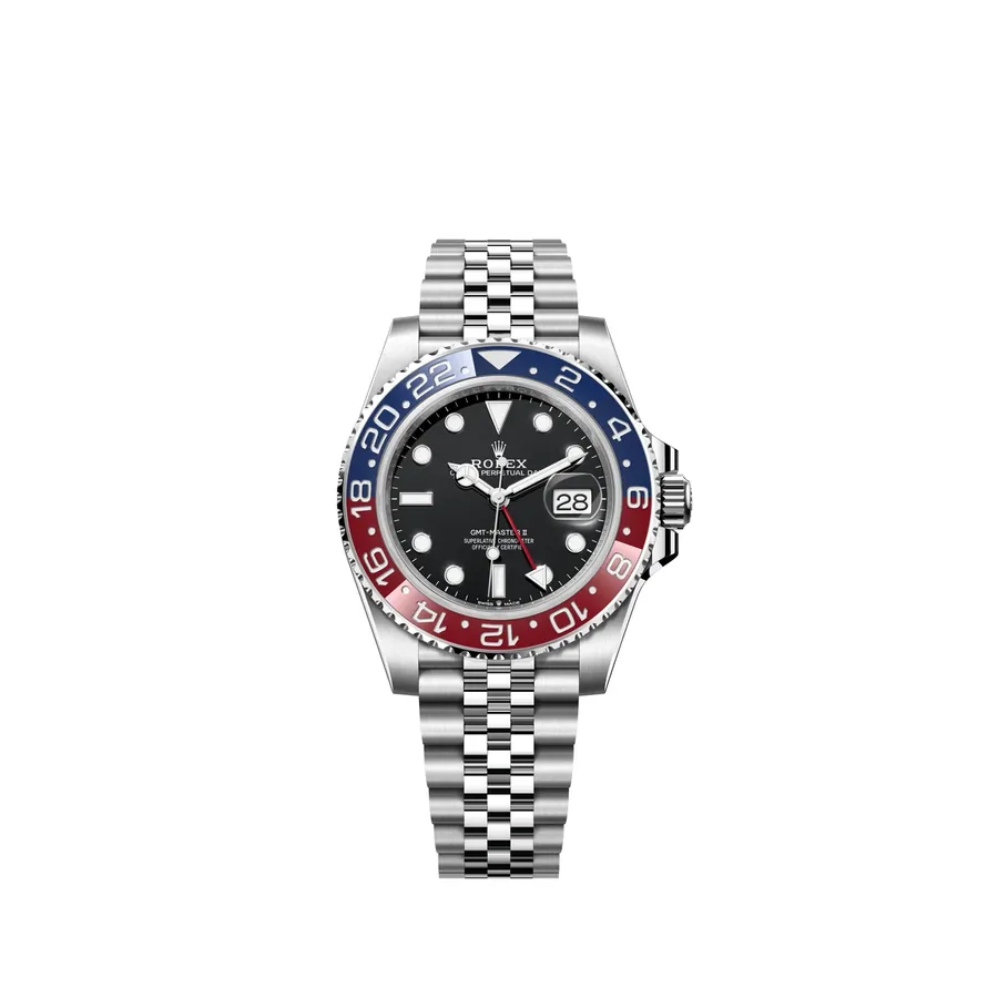 Rolex GMT-Master II 40mm, Pepsi, blue/red, front view