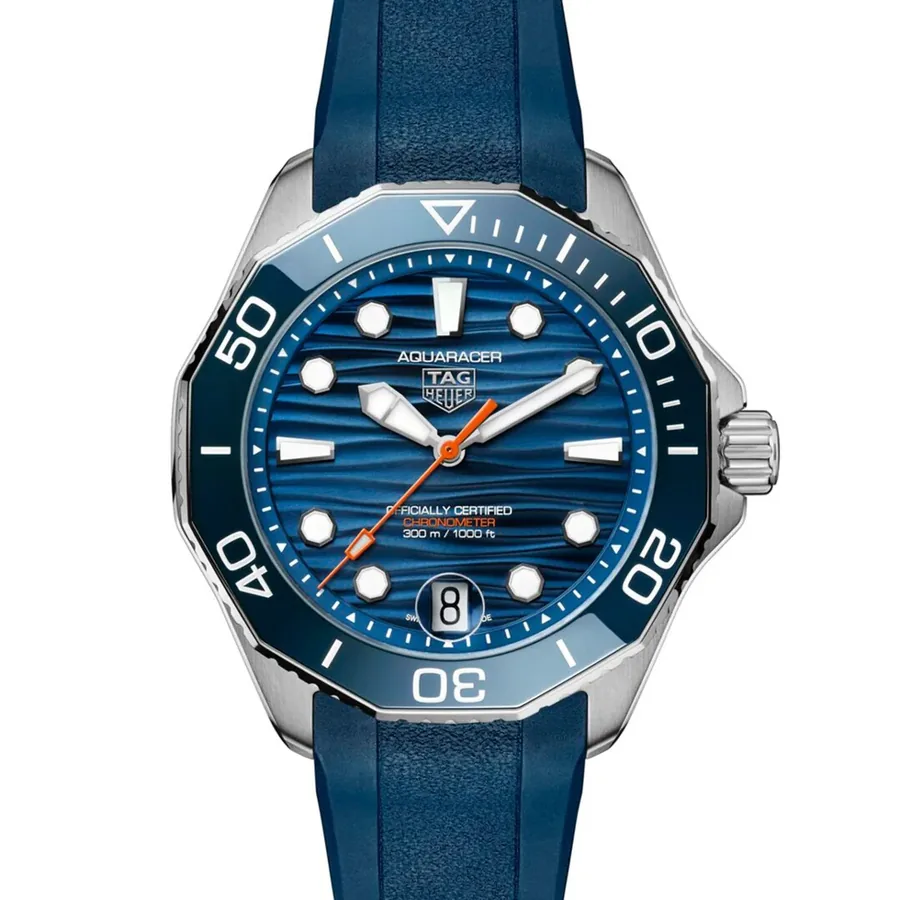 TAG Heuer Aquaracer 42mm Automatic Blue Dial, Blue Rubber Strap, Ref. WBP5111.FT6259, front view
