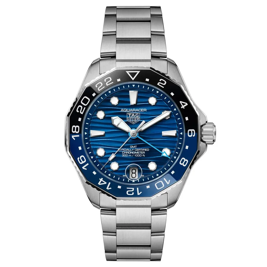 TAG Heuer Aquaracer 42mm Automatic Blue Dial, Silver-Tone Stainless Steel Bracelet, front view