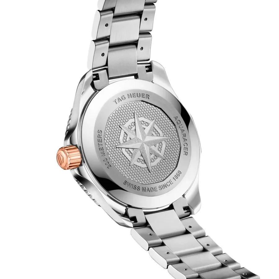 TAG Heuer Aquaracer Solar 40mm Black Dial, Silver and Rose Gold-Tone Stainless Steel Bracelet, view 4