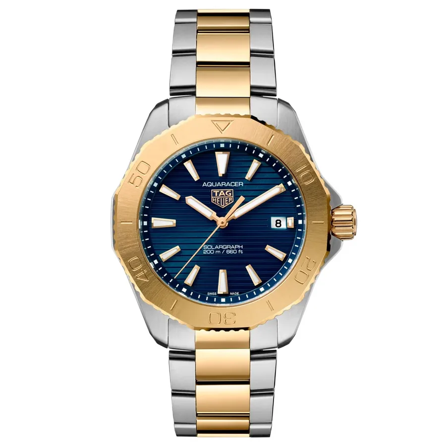 TAG Heuer Aquaracer Solar 40mm Black Dial, Silver-Tone Stainless Steel Bracelet, front view