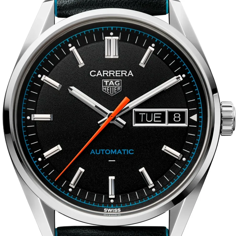 TAG Heuer Carrera 41mm Automatic Black Dial, Black Leather Strap, view 2