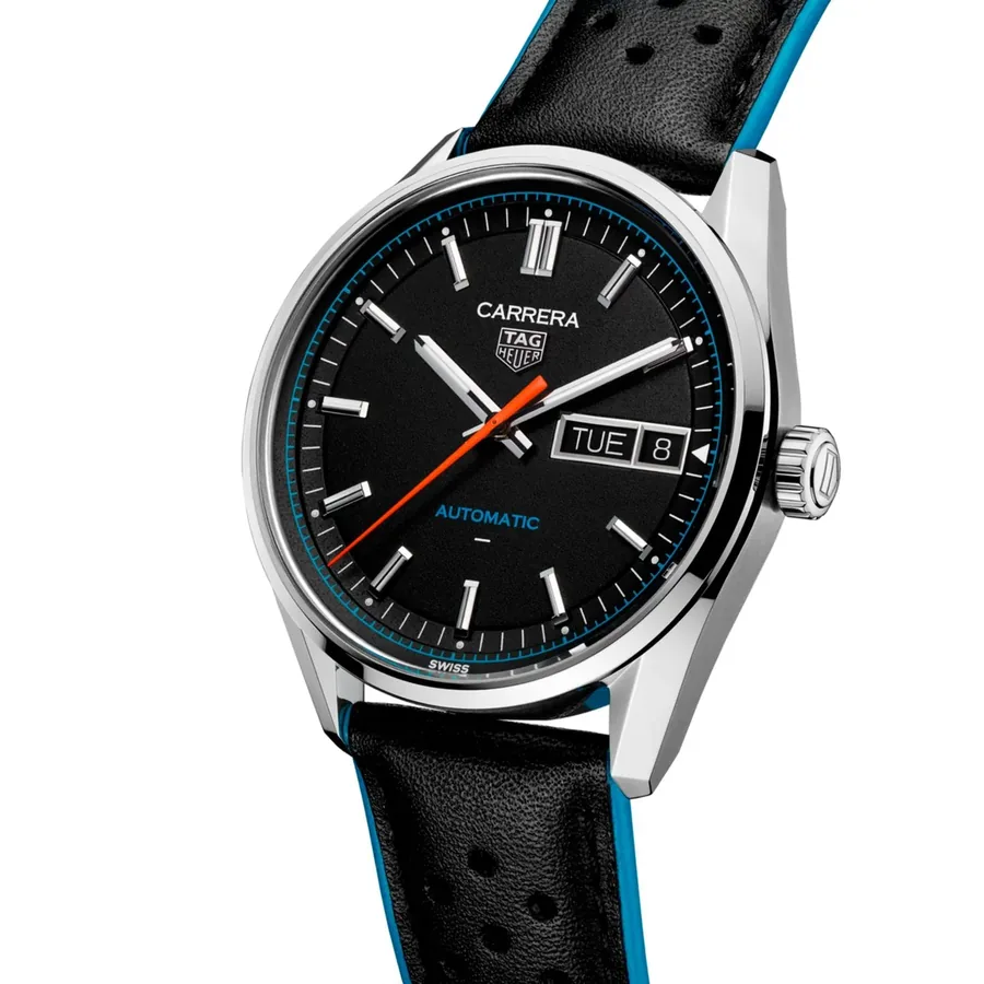 TAG Heuer Carrera 41mm Automatic Black Dial, Black Leather Strap, view 3