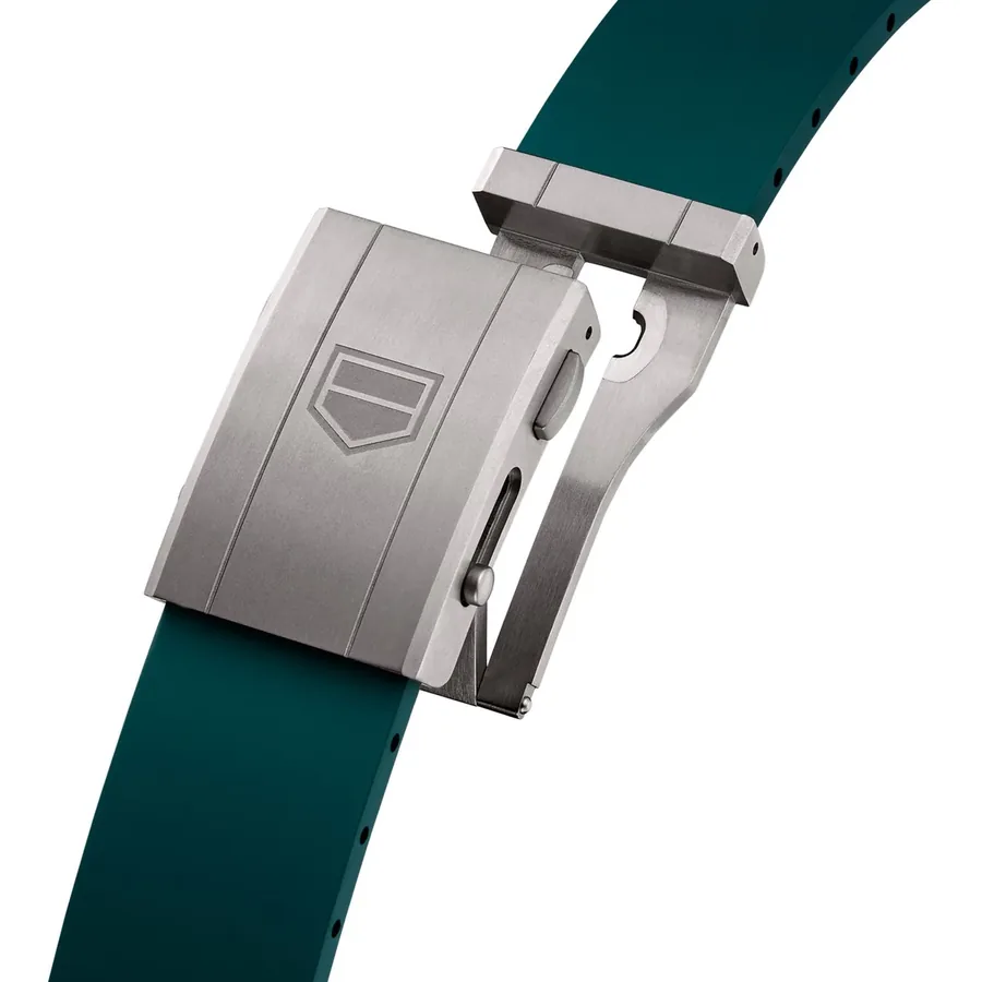 TAG Heuer Carrera 44mm Chronograph Black Dial, Green Rubber Strap, view 5