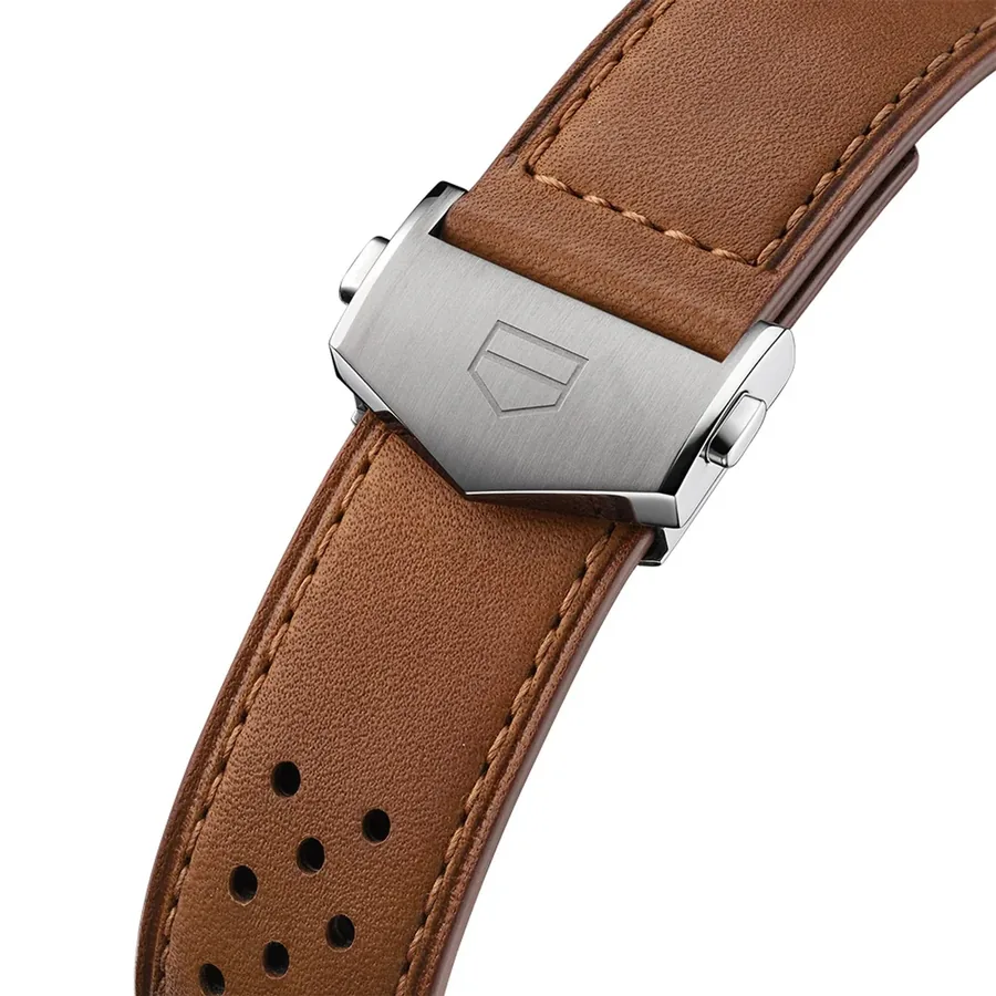 TAG Heuer Carrera 44mm Chronograph Blue Dial, Brown Leather Strap, view 6