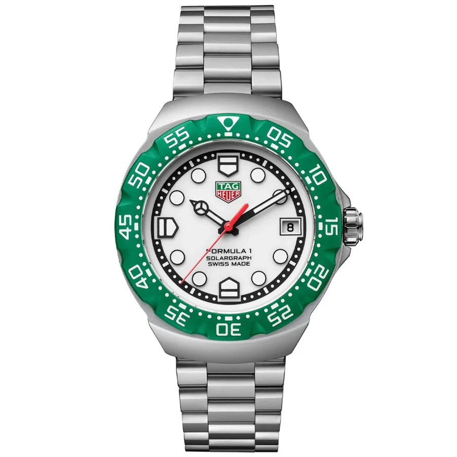 TAG Heuer Formula 1 38mm Solar White Dial, Silver-Tone Stainless Steel Bracelet, Ref. WBY111E.BA0042, front view
