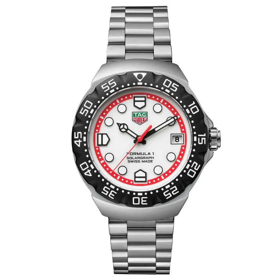 TAG Heuer Formula 1 38mm Solar White Dial, Silver-Tone Stainless Steel Bracelet, Ref. WBY1111.BA0042, front view