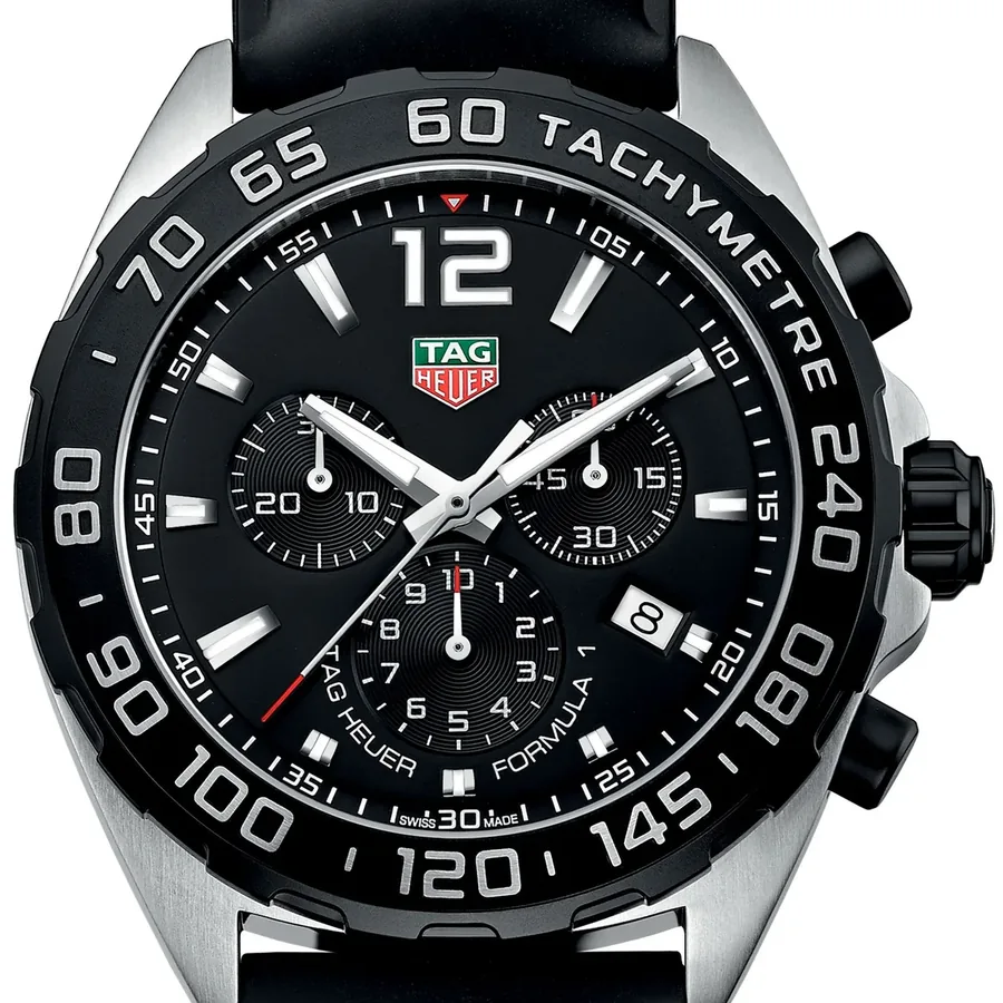 TAG Heuer Formula 1 43mm Chronograph Black Dial, Black Rubber Strap, view 2
