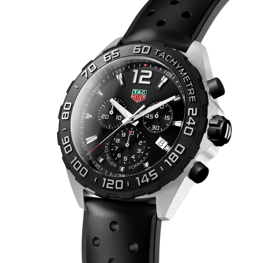 TAG Heuer Formula 1 43mm Chronograph Black Dial, Black Rubber Strap, view 4