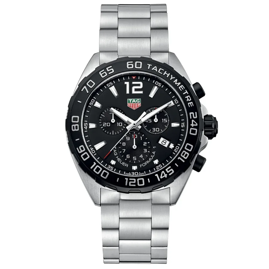 TAG Heuer Formula 1 43mm Chronograph Black Dial, Silver-Tone Stainless Steel Bracelet, front view