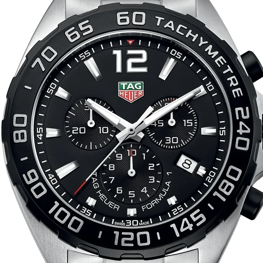 TAG Heuer Formula 1 43mm Chronograph Black Dial, Silver-Tone Stainless Steel Bracelet, view 2