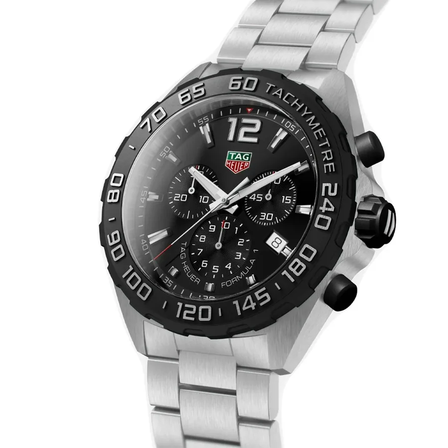 TAG Heuer Formula 1 43mm Chronograph Black Dial, Silver-Tone Stainless Steel Bracelet, view 3