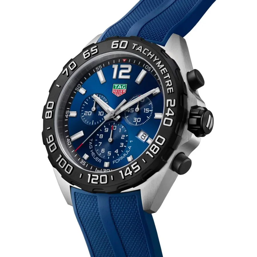 TAG Heuer Formula 1 43mm Chronograph Blue Dial, Blue Rubber Strap, Ref. CAZ101AV.FT8077, view 3