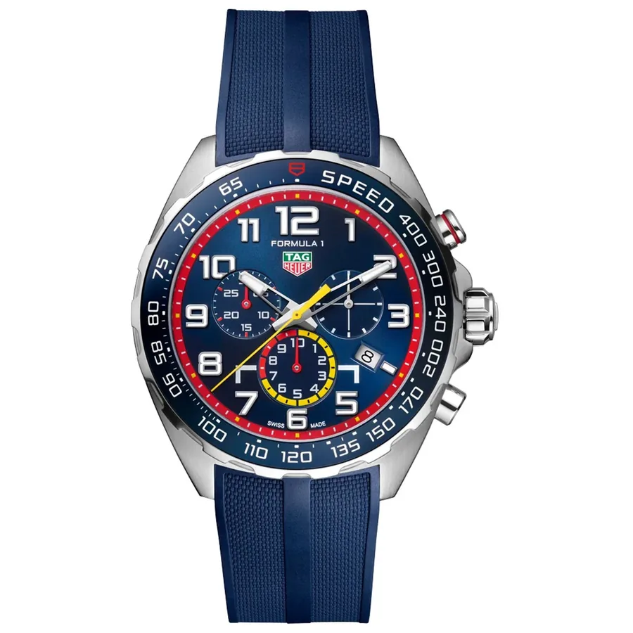 TAG Heuer Formula 1 43mm Chronograph Blue Dial, Blue Rubber Strap, Ref. CAZ101AL.FT8052, front view