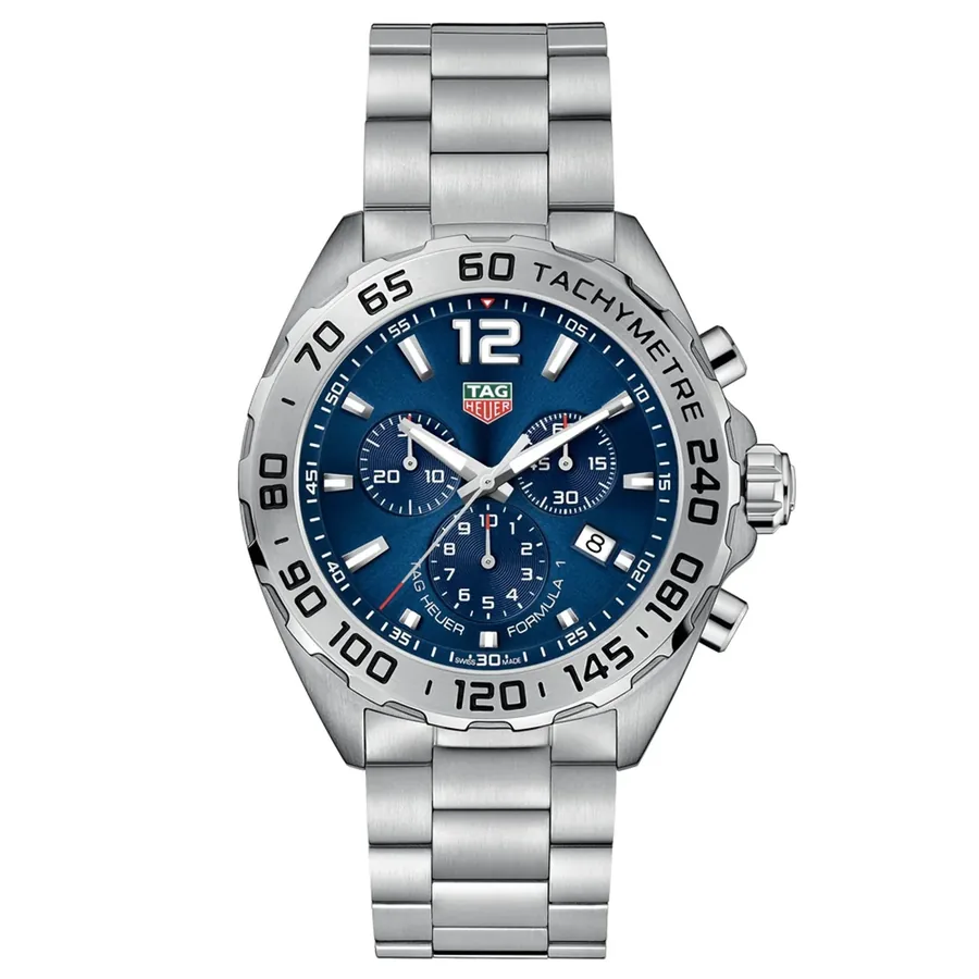 TAG Heuer Formula 1 43mm Chronograph Blue Dial, Silver-Tone Stainless Steel Bracelet, Ref. CAZ1014.BA0842, front view