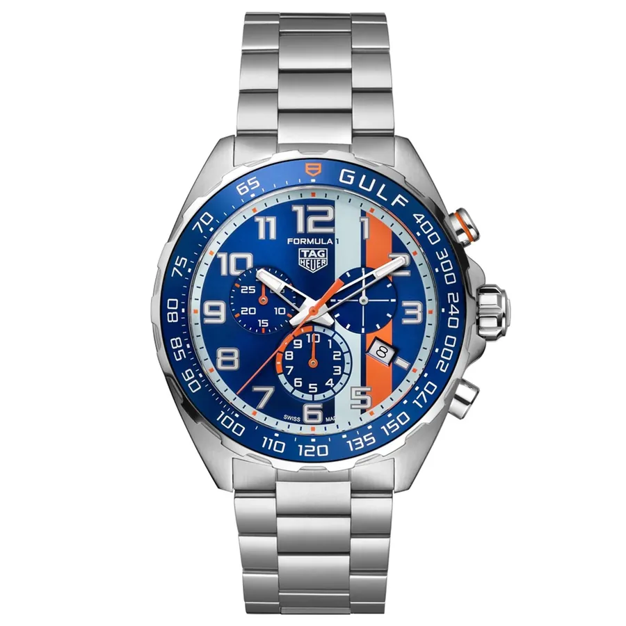 TAG Heuer Formula 1 43mm Chronograph Blue Dial, Silver-Tone Stainless Steel Bracelet, Ref. CAZ101K.BA0842, front view
