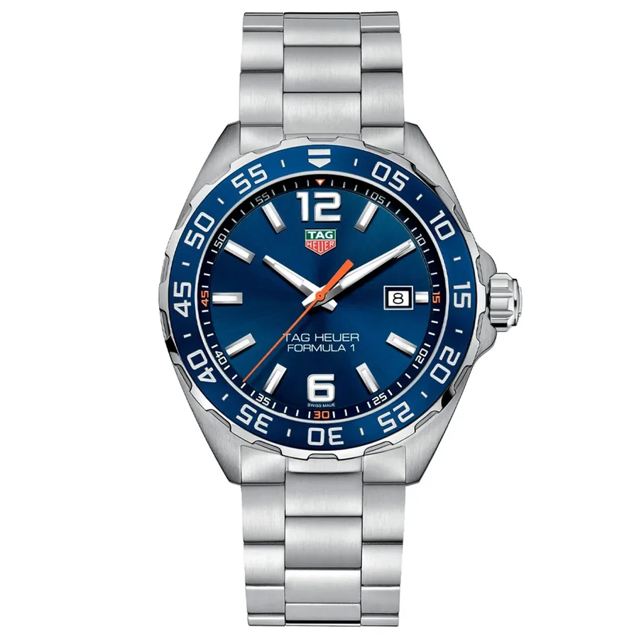 TAG Heuer Formula 1 43mm Chronograph Blue Dial, Silver-Tone Stainless Steel Bracelet, Ref. WAZ1010.BA0842, front view