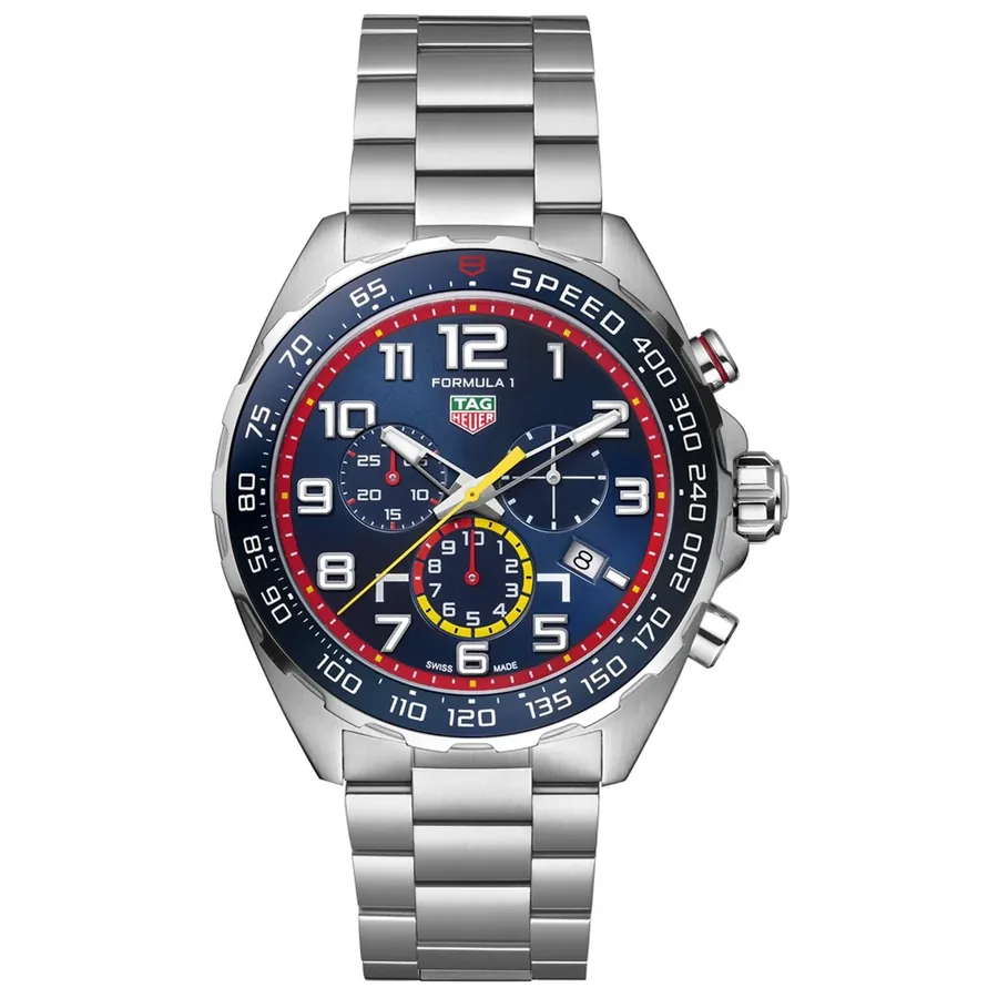 TAG Heuer Formula 1 43mm Chronograph Blue Dial, Silver-Tone Stainless Steel Bracelet, Ref. CAZ101AL.BA0842, front view