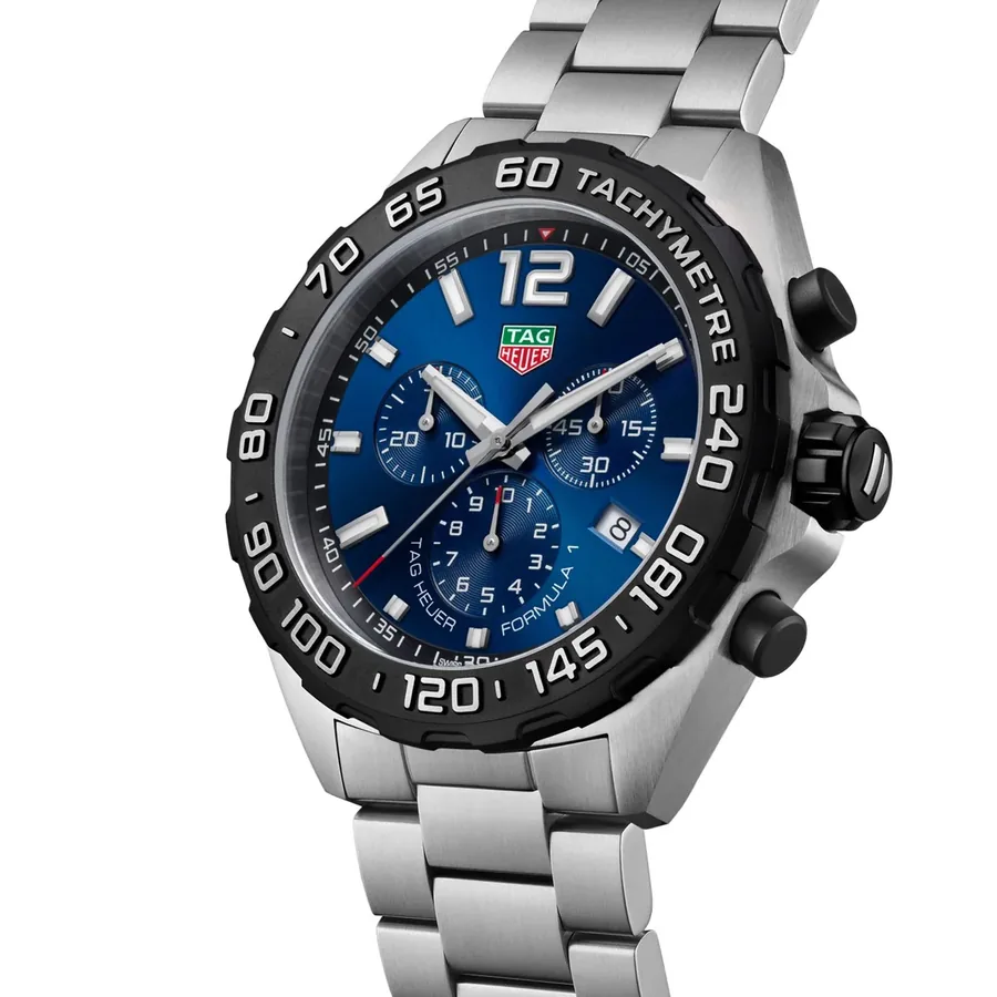 TAG Heuer Formula 1 43mm Chronograph Blue Dial, Silver-Tone Stainless Steel Bracelet, Ref. CAZ101AV.BA0842, view 3