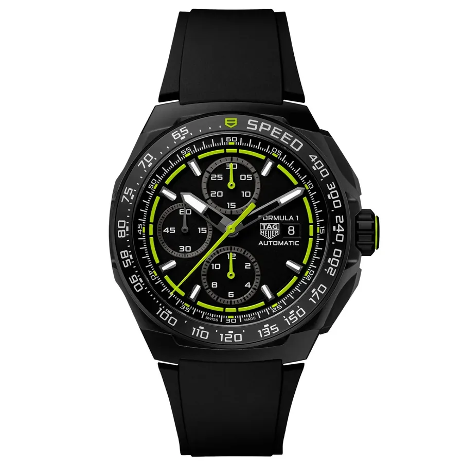 TAG Heuer Formula 1 44mm Chronograph Black Dial, Black Rubber Strap, Ref. CBZ2086.FT8098, front view
