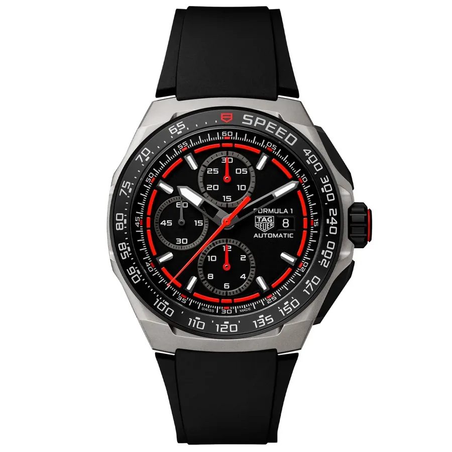 TAG Heuer Formula 1 44mm Chronograph Black Dial, Black Rubber Strap, Ref. CBZ2082.FT8096, front view