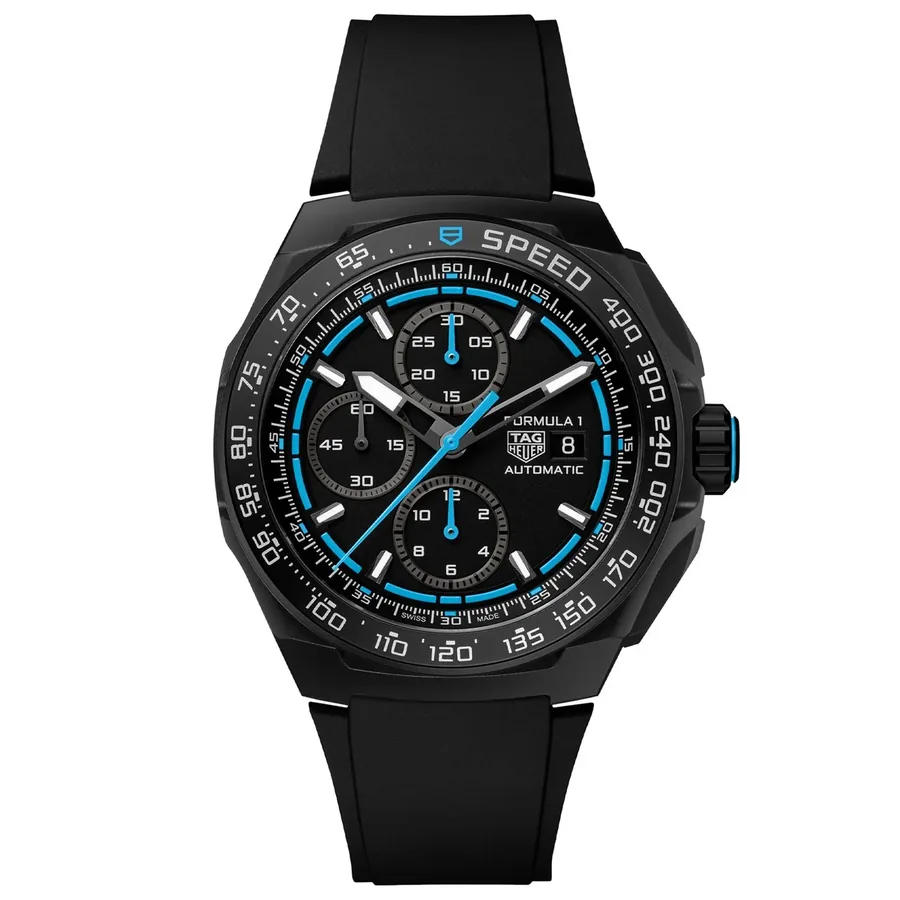 TAG Heuer Formula 1 44mm Chronograph Black Dial, Black Rubber Strap, Ref. CBZ2084.FT8097, front view