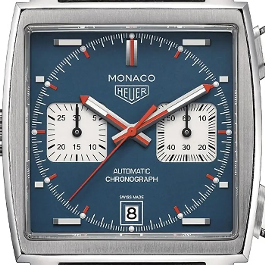 TAG Heuer Monaco 39mm Chronograph Blue Dial, Black Leather Strap, view 2