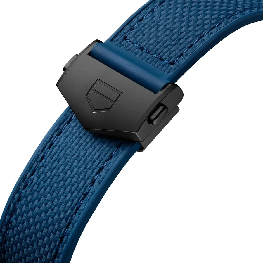 TAG Heuer Monaco 39mm Chronograph Blue Dial, Blue Leather and Rubber Strap, view 7