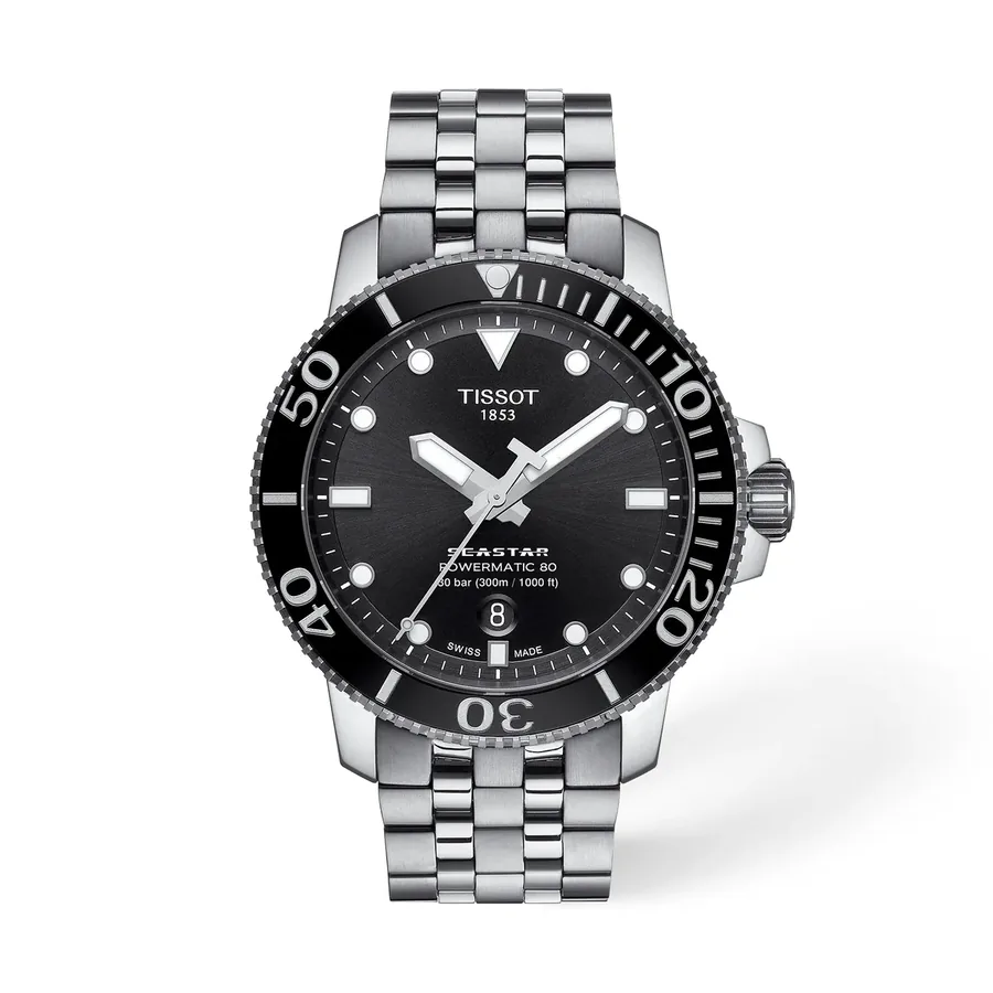Tissot Seastar 1000 Powermatic 80 43mm, Black dial, front view