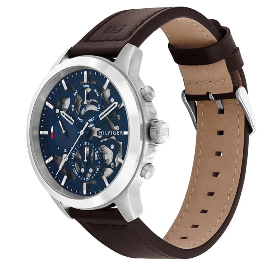 Tommy Hilfiger 44mm Blue Dial, Brown Leather Strap, view 3