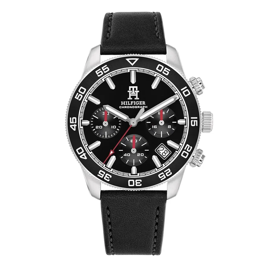 Tommy Hilfiger 44mm Chronograph Black Dial, front view