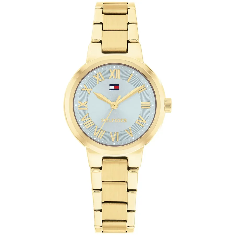 Tommy Hilfiger Becca 28mm Blue Dial, Gold-Tone Stainless Steel Bracelet, front view