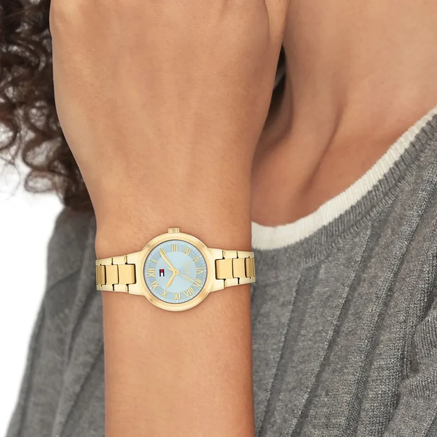 Tommy Hilfiger Becca 28mm Blue Dial, Gold-Tone Stainless Steel Bracelet, view 2