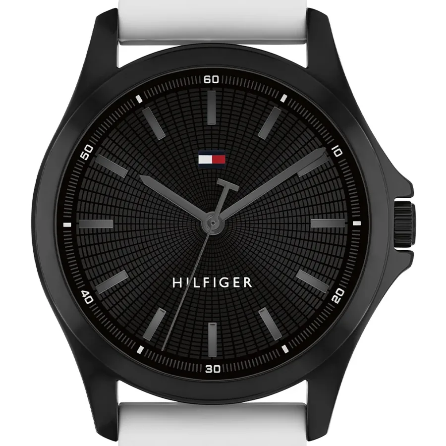 Tommy Hilfiger Bruce 43mm Black Dial, White Rubber Strap, view 2