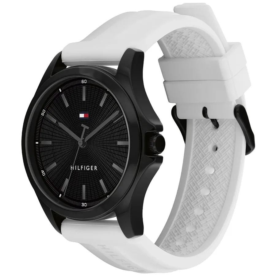 Tommy Hilfiger Bruce 43mm Black Dial, White Rubber Strap, view 3