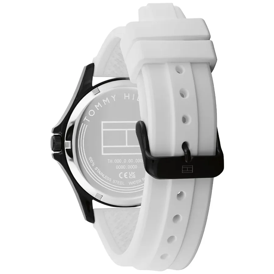 Tommy Hilfiger Bruce 43mm Black Dial, White Rubber Strap, view 4