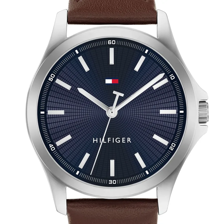 Tommy Hilfiger Bruce 43mm Blue Dial, Brown Leather Strap, view 2