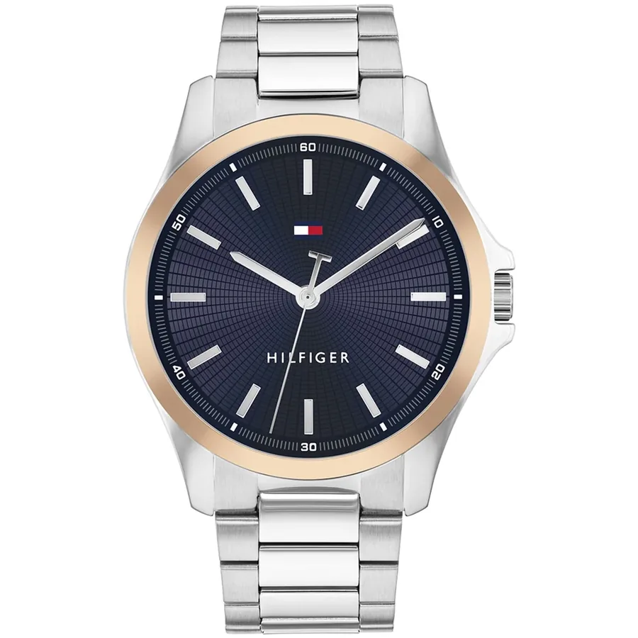 Tommy Hilfiger Bruce 43mm Blue Dial, Silver-Tone Stainless Steel Bracelet, Ref. 1710673, front view