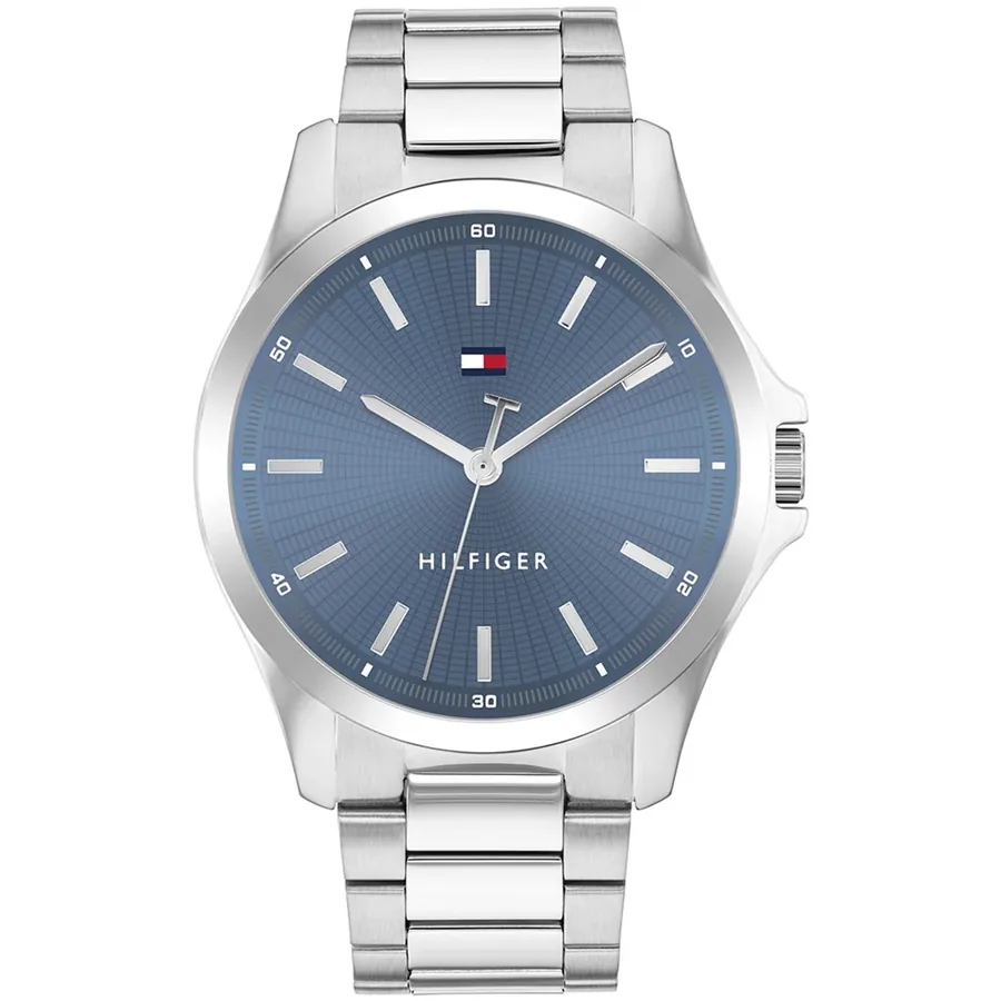 Tommy Hilfiger Bruce 43mm Blue Dial, Silver-Tone Stainless Steel Bracelet, Ref. 1710670, front view