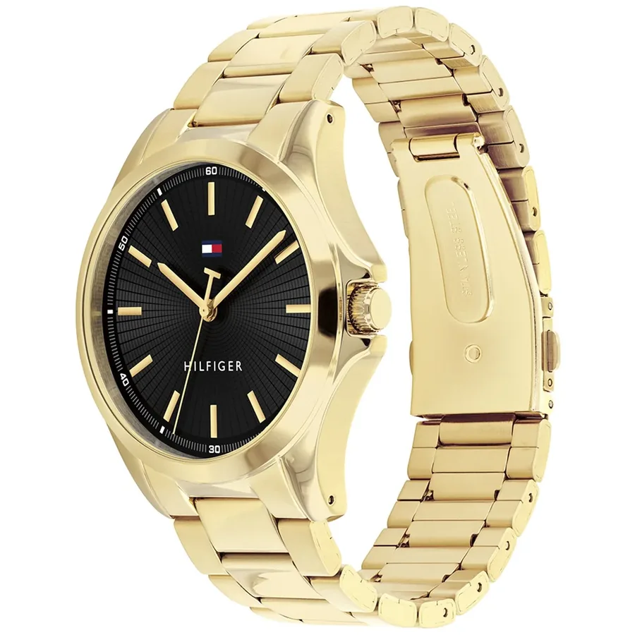 Tommy Hilfiger Bruce 43mm Black Dial, Gold-Tone Stainless Steel Bracelet, view 3
