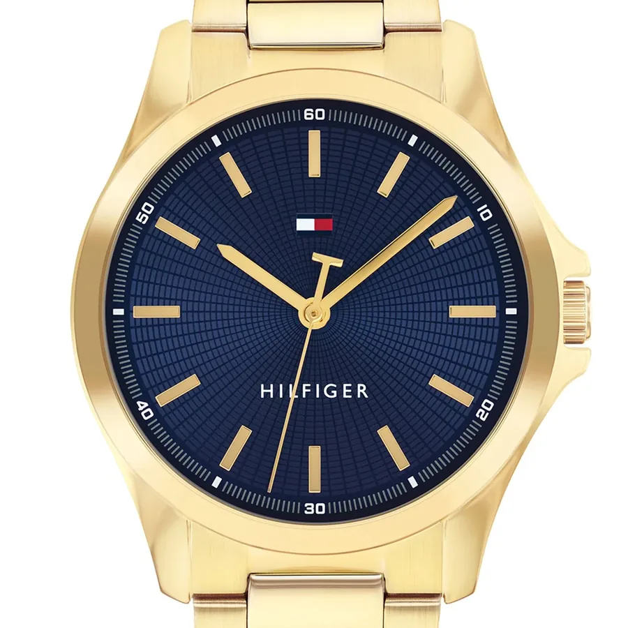Tommy Hilfiger Bruce 43mm Blue Dial, Gold-Tone Stainless Steel Bracelet, view 2