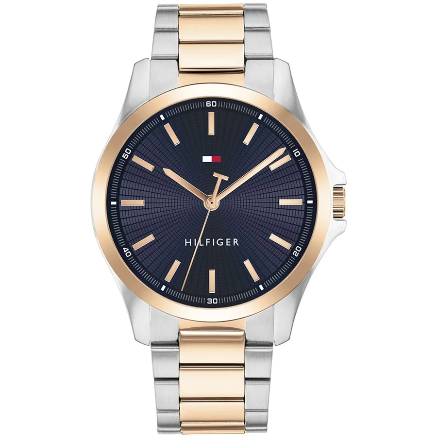 Tommy Hilfiger Bruce 43mm Blue Dial, Two-Tone Stainless Steel Bracelet, front view