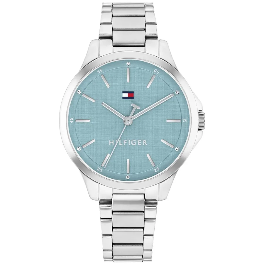Tommy Hilfiger Chloe 34mm Blue Dial, Silver-Tone Stainless Steel Bracelet, front view